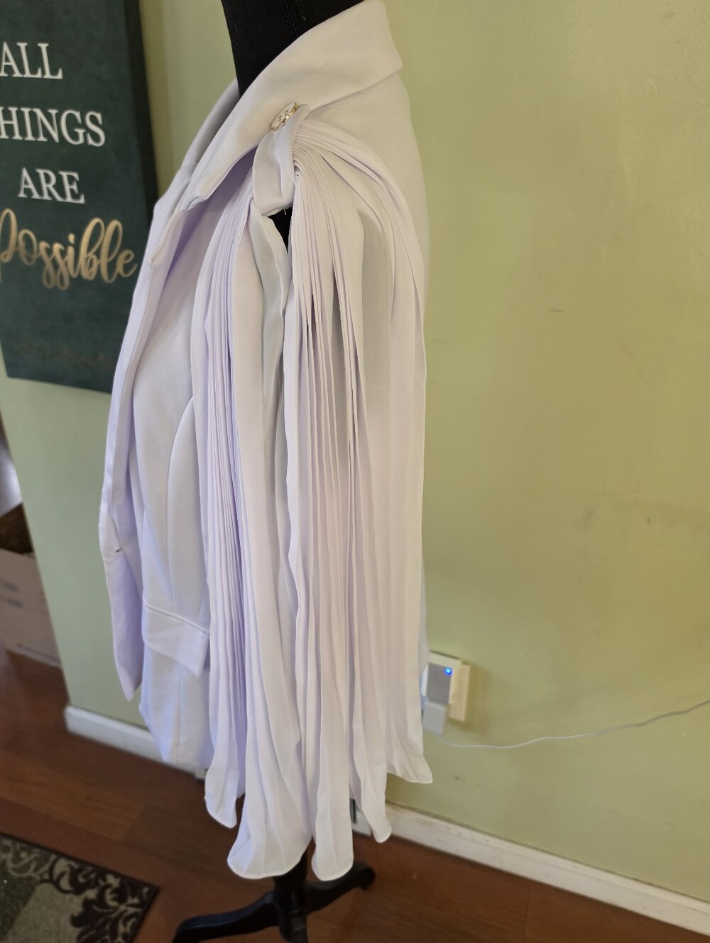 Ashley Stewart White Pleated Cape Blazer - Picture 5 of 9